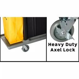 Alpine Industries 4-Shelf PVC Janitorial Cleaning Cart with 2 Yellow Vinyl Bags thumbnail 5