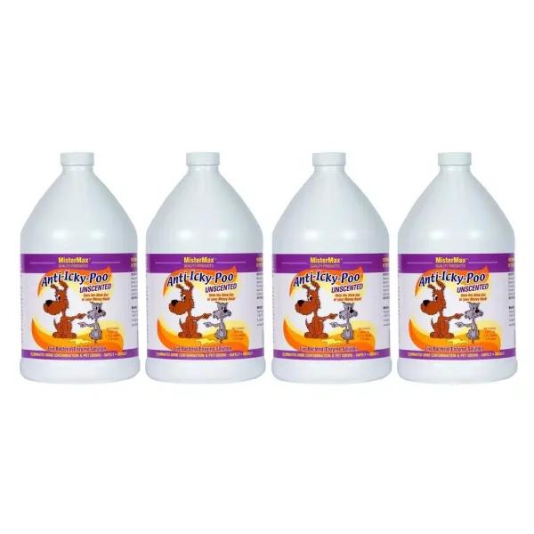Anti-Icky-Poo Unscented Odor Remover, Enzyme & Live Bacteria Formula, 4-Case Pack