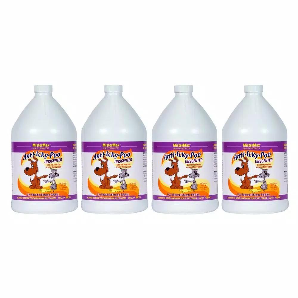 Anti-Icky-Poo Unscented Odor Remover, Enzyme & Live Bacteria Formula, 4-Case Pack
