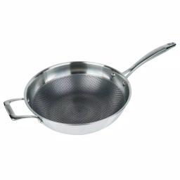 MasterPan 11 in. 3-Ply Stainless Steel Non-Stick Wok with Glass Lid thumbnail 2