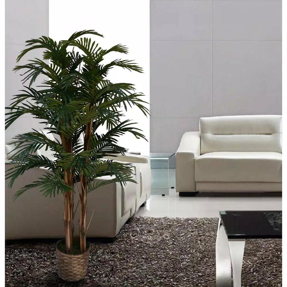 VINTAGE HOME 60 in. Artificial Palm Tree with Bamboo Wicker Planter (Set of 2)