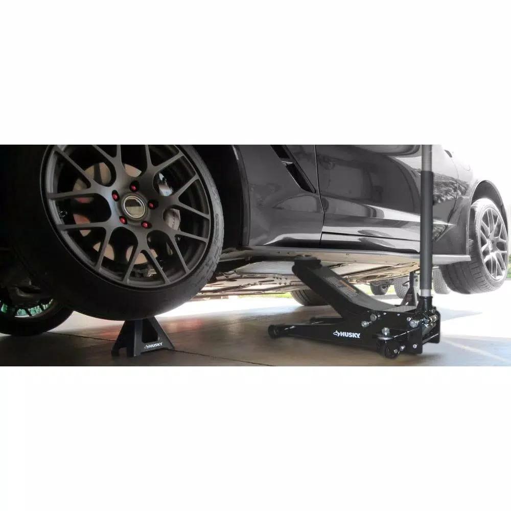 Husky 3-Ton Low Profile Floor Jack with Quick Lift and Dual Pump Design