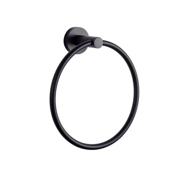 Lexora Bagno Nera Matte Black Stainless Steel Towel Ring