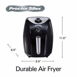 Proctor Silex 1.58 Qt. Black Air Fryer, 900W Compact Countertop Fryer thumbnail 2