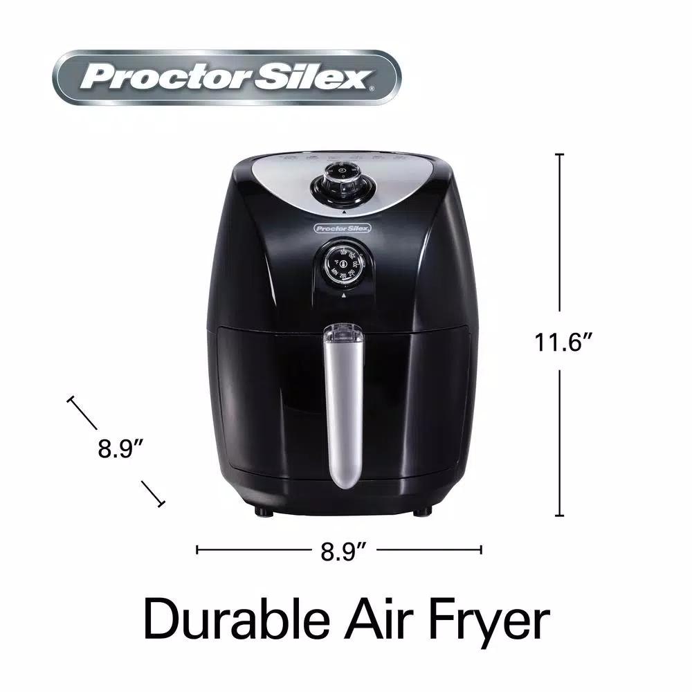 Proctor Silex 1.58 Qt. Black Air Fryer, 900W Compact Countertop Fryer