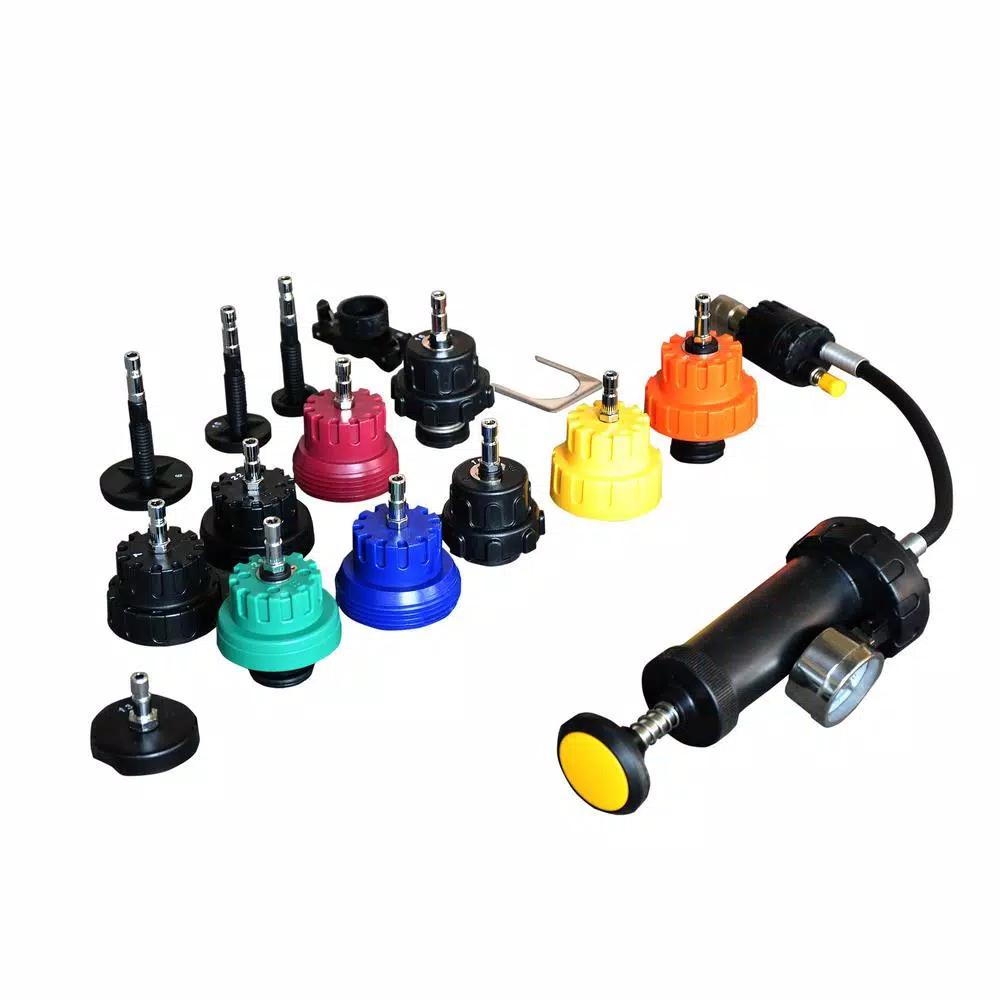 Steel Core 16-Piece Radiator Pressure Tester Kit for Automotive Cooling Systems
