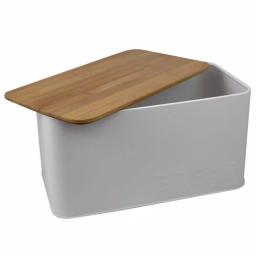 Home Basics Modern Turquoise Steel Bread Box with Natural Bamboo Lid thumbnail 1
