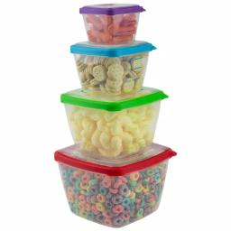 Home Basics 8-Piece Nesting Plastic Food Storage Container Set with Multi-Color Snap-On Lids thumbnail 2