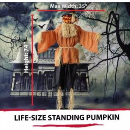 Haunted Hill Farm 6 ft. Animatronic Moaning Jack-O-Lantern Scarecrow Halloween Prop thumbnail 7