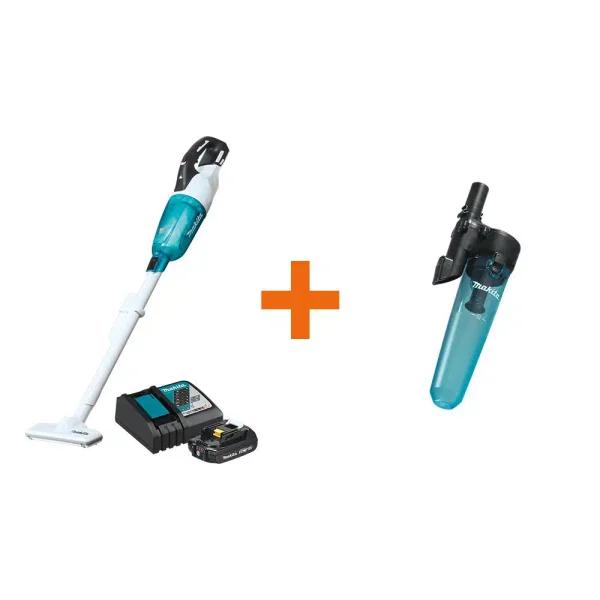 Makita 18V LXT Brushless Cordless Vacuum Kit with 2.0Ah Battery, Rapid Charger & Cyclonic Attachment
