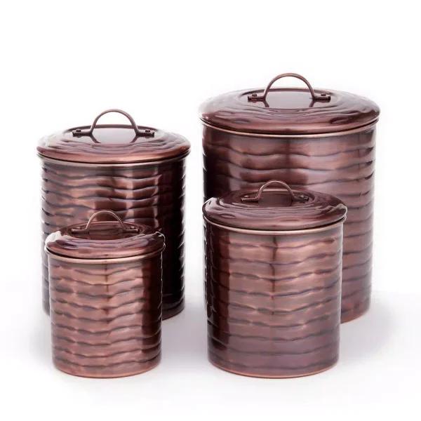 Old Dutch Antique Copper Wave 4-Piece Stainless Steel Canister Set (4 Qt., 2 Qt., 1.5 Qt., 1 Qt.)