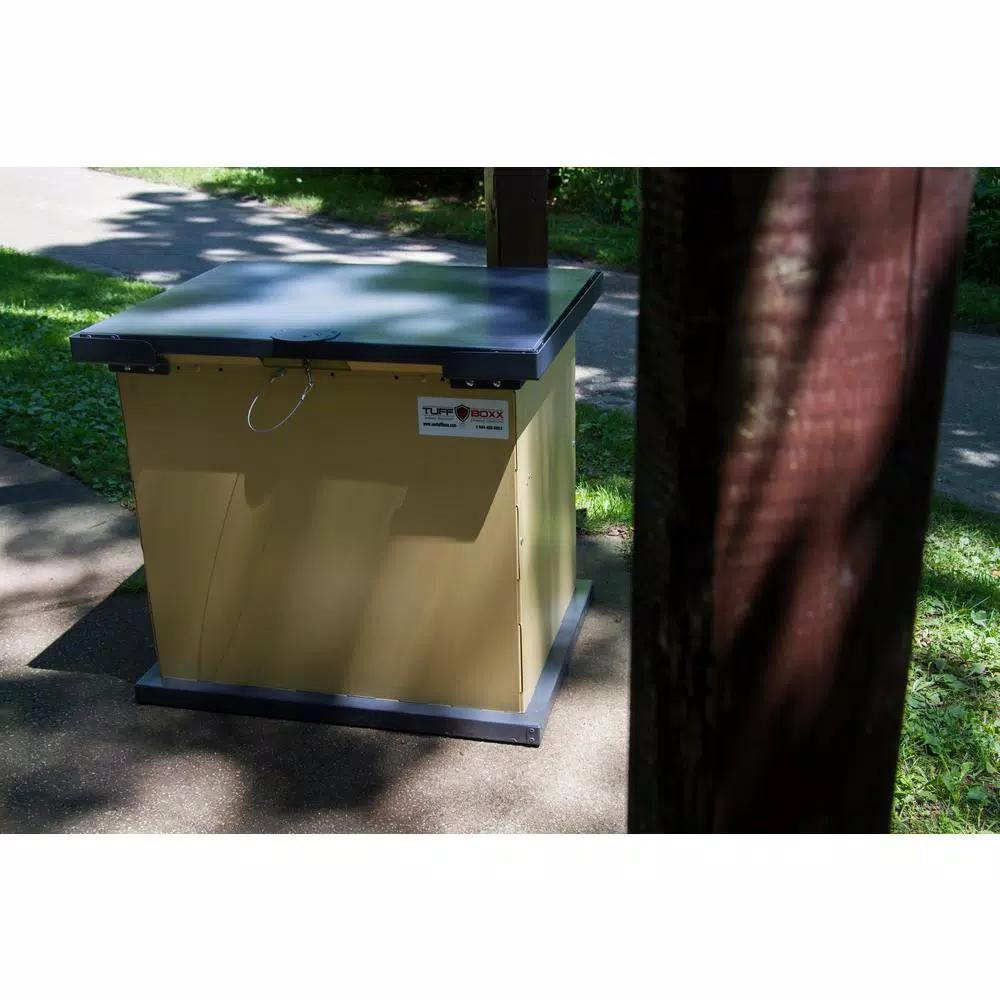 Unbranded TuffBoxx BRUIN Series 100 Gallon Bear-Proof Galvanized Metal Trash Can, Beige