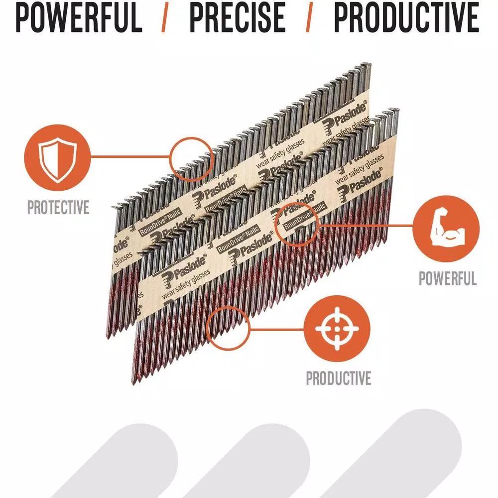 Paslode 30-Degree Brite Smooth Paper-Taped Framing Nails with Compact Framing Nailer Pallet Deal