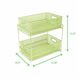 MIND READER 2-Tier Metal Mesh Utensil Caddy & Organizer, Green thumbnail 7