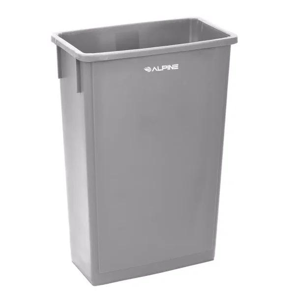 Alpine Industries 23 Gal. Gray Commercial Waste Basket Trash Can