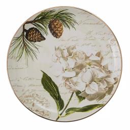 Park Designs Wintertime Multicolor Ceramic Salad Plate Set, Assorted Hydrangea and Magnolia Designs (Set of 4) thumbnail 1