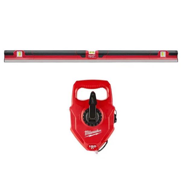 Milwaukee 48 in. Concrete Screed Level with 150 ft. Extra Bold Large Capacity Chalk Reel