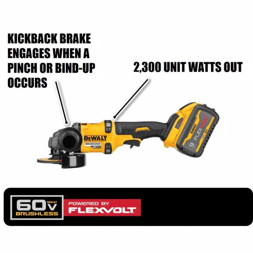 DEWALT FLEXVOLT 60V MAX Brushless 4-1/2 in. to 6 in. Angle Grinder Combo Kit with (2) 9.0 Ah Batteries & Reciprocating Saw