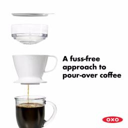 OXO Good Grips 1.5-Cup Pour-Over Coffee Maker with Water Tank, White thumbnail 2