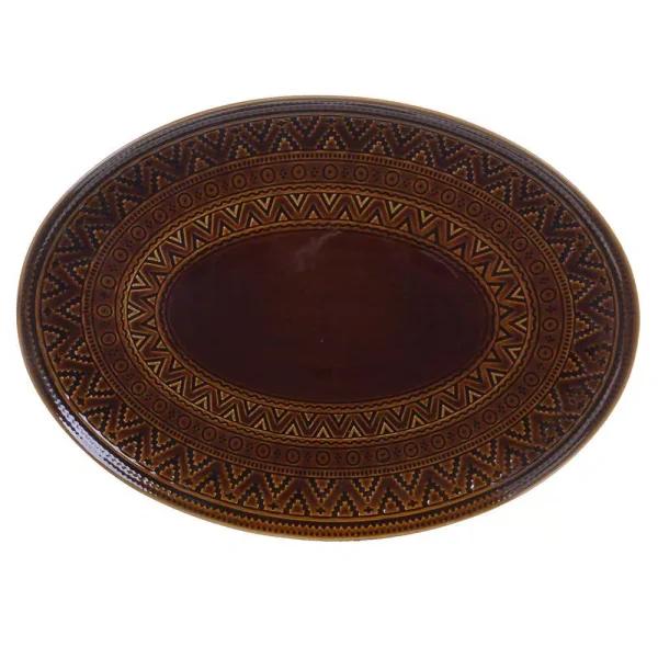 Certified International Aztec Brown Stoneware Oval Platter, 15.75 in.