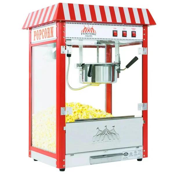 Funtime FT8000CP 8 oz. Commercial Carnival Style Popcorn Popper Machine, Red/Stainless Steel