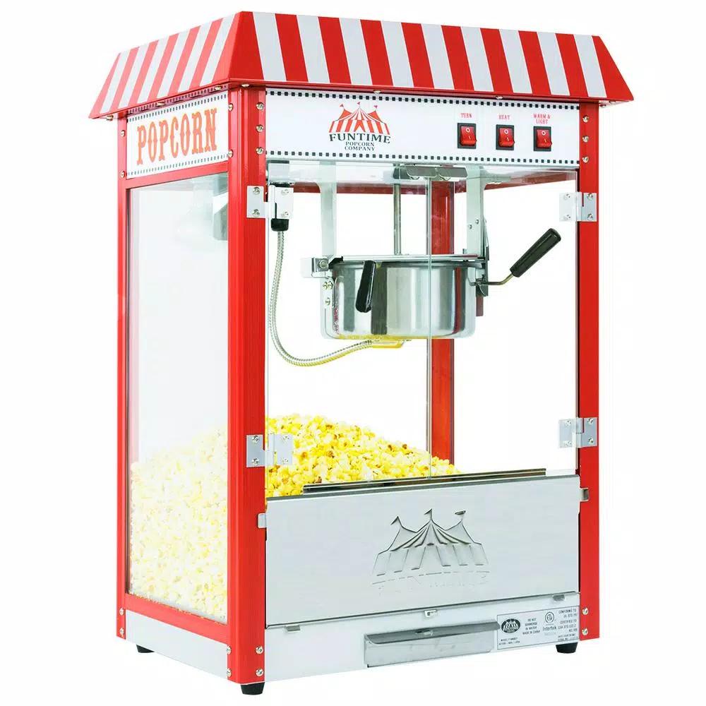 Funtime FT8000CP 8 oz. Commercial Carnival Style Popcorn Popper Machine, Red/Stainless Steel