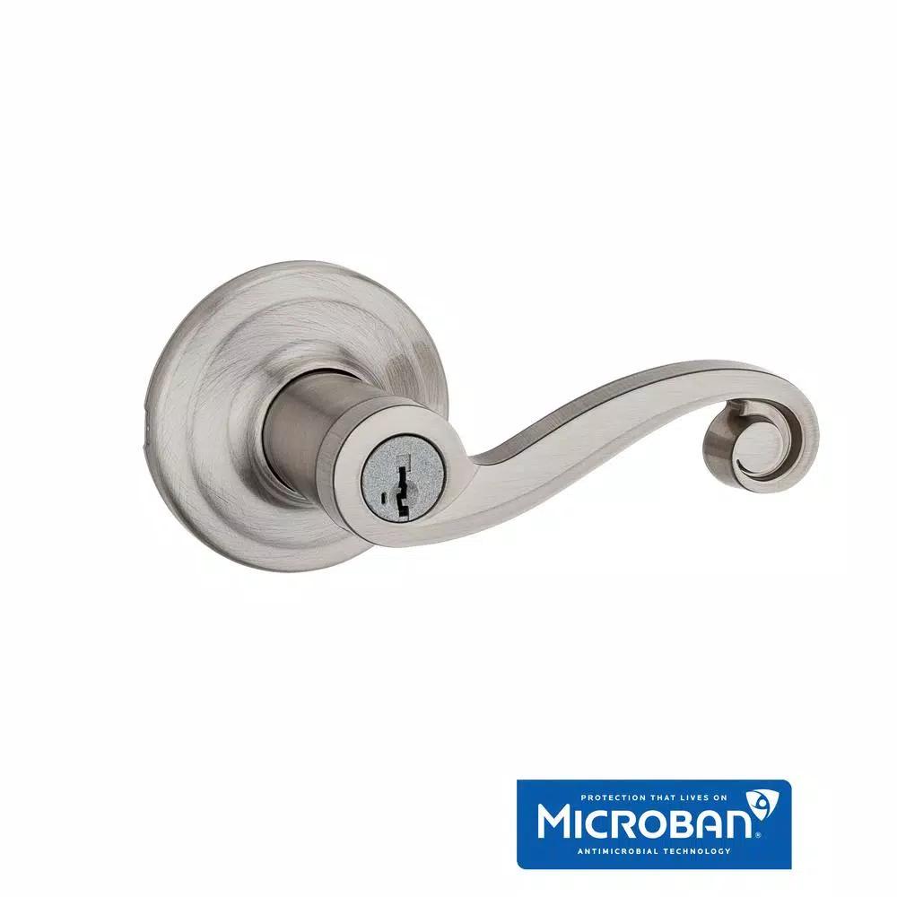 Kwikset Lido Satin Nickel Exterior Entry Door Lever with SmartKey Security