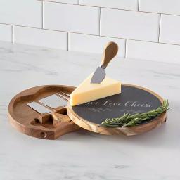 Cathy's Concepts Live Love Cheese 5-Piece Acacia Wood and Natural Slate Cheese Board Set with Utensils thumbnail 6