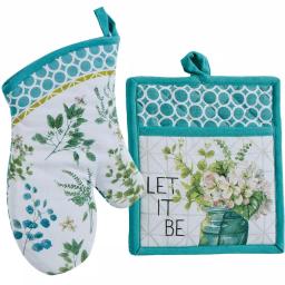 Kay Dee Lisa Audit Greenery Watercolor Cotton Kitchen Textile Set, 4-Piece thumbnail 2