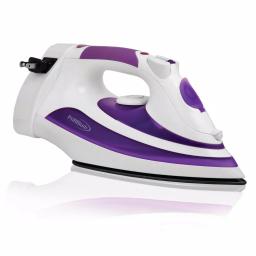 PREMIUM 1200W Steam and Dry Iron with Non-Stick Soleplate and Retractable Cord, White and Purple thumbnail 1