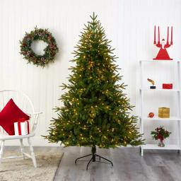 Nearly Natural 6.5 ft. Pre-Lit Colorado Mountain Fir Artificial Christmas Tree with 400 LED Lights thumbnail 7