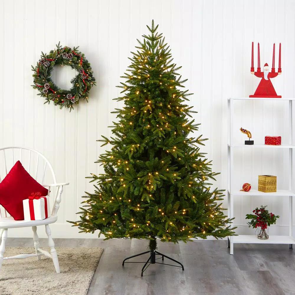 Nearly Natural 6.5 ft. Pre-Lit Colorado Mountain Fir Artificial Christmas Tree with 400 LED Lights