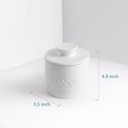 Sweese White Porcelain French Butter Crock, 6 oz. Butter Dish for Soft Spreadable Butter thumbnail 2