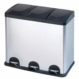 Step N' Sort 12 Gal. 3-Compartment Stainless Steel Trash Can and Recycling Bin with Step Pedals thumbnail 1