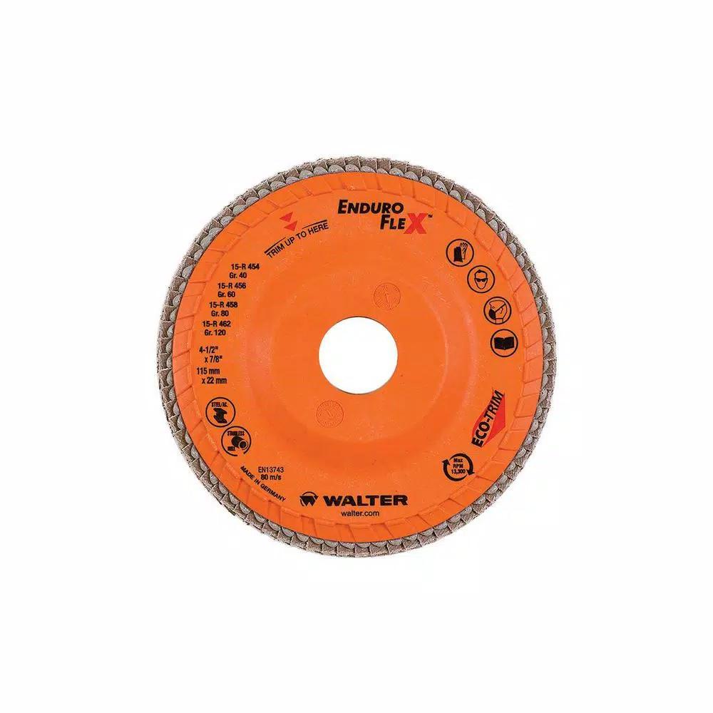 WALTER SURFACE TECHNOLOGIES Enduro-Flex 4.5 in. x 7/8 in. 60 Grit Flap Disc 10-Pack