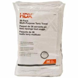 HDX Multi-Purpose Cotton Terry Cloth Towels, 14 in. x 17 in., White (36-Pack) thumbnail 1