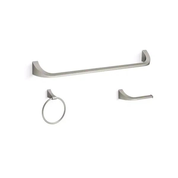 KOHLER Katun 3-Piece Modern Bathroom Hardware Set, Vibrant Brushed Nickel