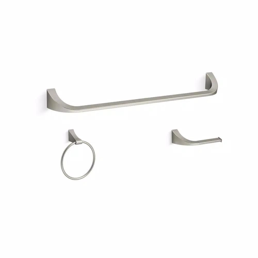 KOHLER Katun 3-Piece Modern Bathroom Hardware Set, Vibrant Brushed Nickel