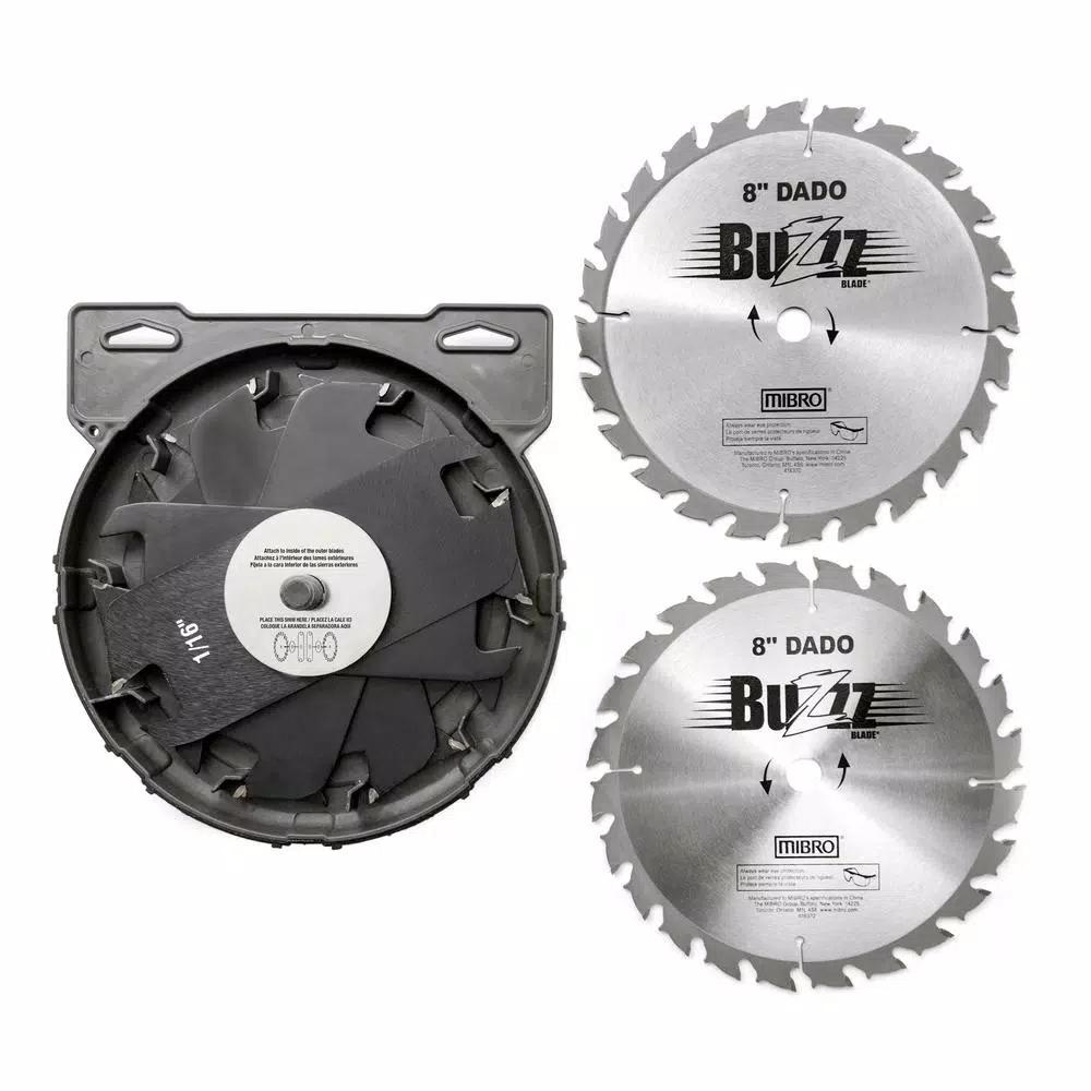 MIBRO 8 in. Carbide Stacking Dado Blade Set, 14-Piece Kit for Smooth Grooves and Rabbets