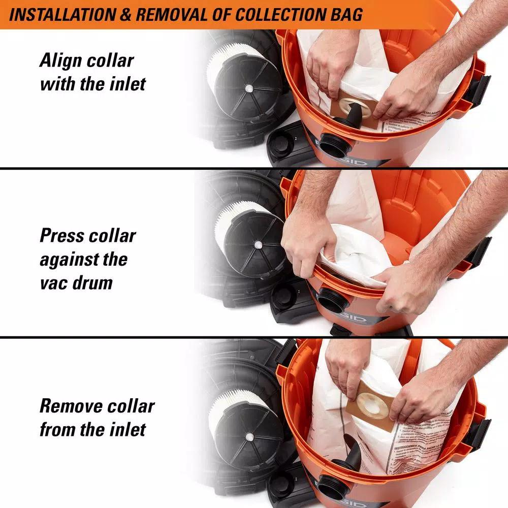 RIDGID Premium Size A Wet/Dry Dust and Debris Bags for 12-16 Gal. Shop Vacuums, 2-Pack