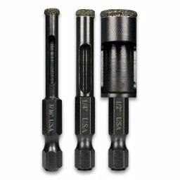 Montana Brand 3-Piece Diamond Tile Drill Bit Set, 1/4-in Hex Shank thumbnail 1