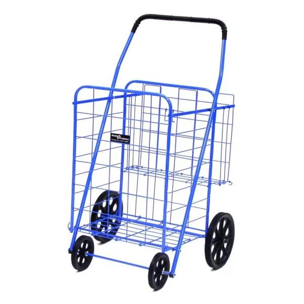 Easy Wheels Jumbo Plus Shopping Cart with Extra Rear Basket, Blue