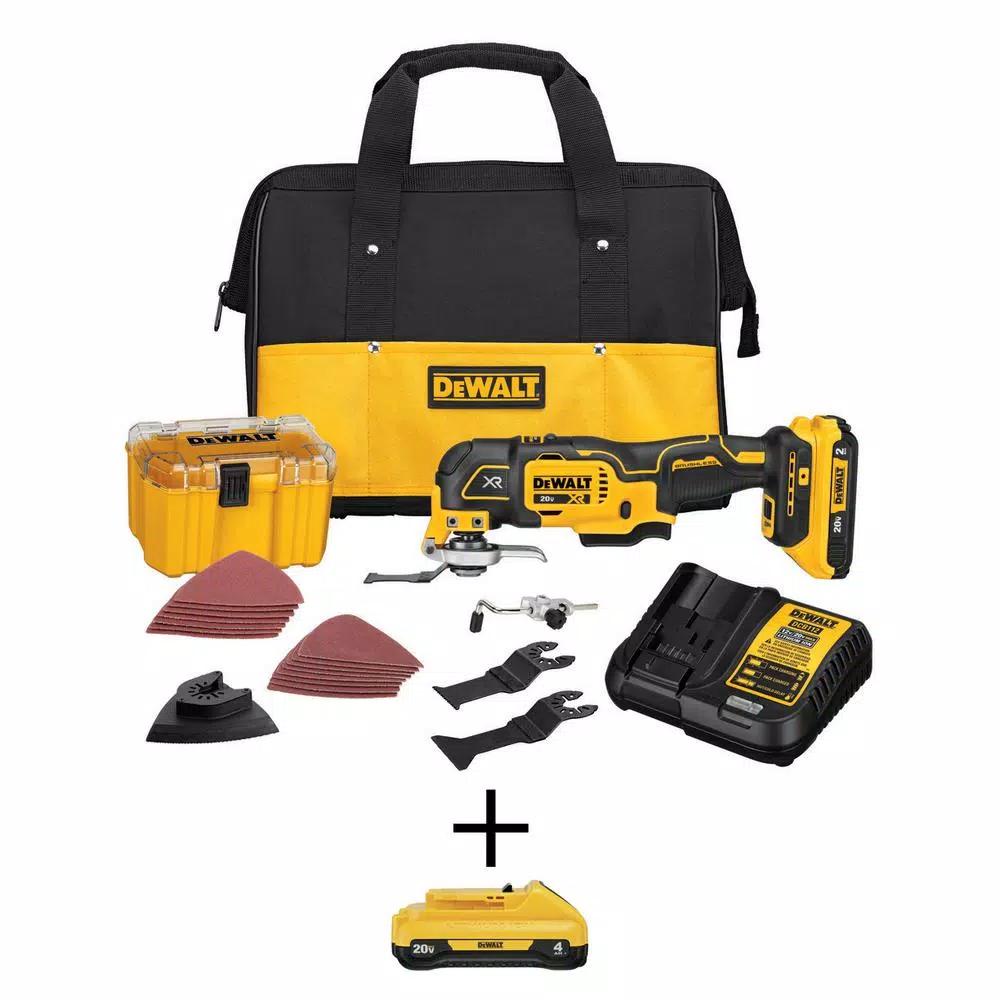 DEWALT 20V MAX XR Brushless 3-Speed Oscillating Multi-Tool Kit with 2.0Ah & 4.0Ah Batteries