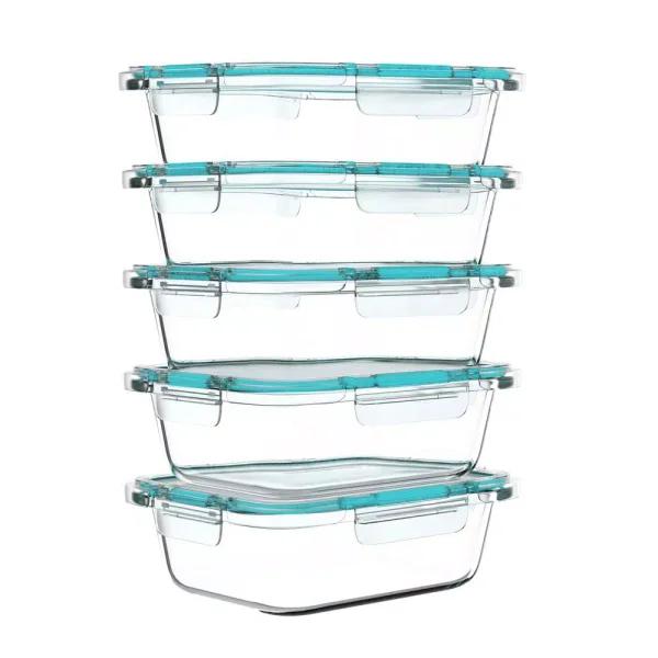 Classic Cuisine 10-Piece Borosilicate Glass Food Storage Container Set with Leak-Resistant Snap Lids