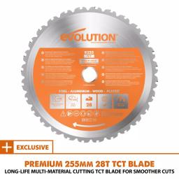 Evolution Power Tools Evolution R255SMS+ 10 in. 15 Amp Sliding Compound Miter Saw with Multi-Material Blade thumbnail 13