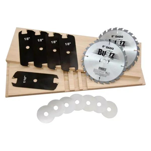 MIBRO 8 in. Carbide Stacking Dado Blade Set, 14-Piece Kit for Smooth Grooves and Rabbets