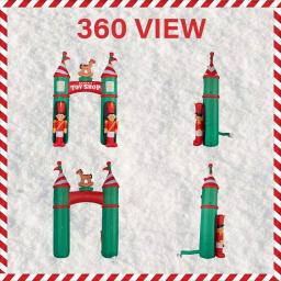 Fraser Hill Farm 10 ft. Santa's Toy Shop Archway Inflatable with White Lights thumbnail 2