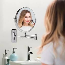 Ovente Wall Mounted Dual-Sided Makeup Mirror, 1x/10x Magnification, Polished Chrome thumbnail 6