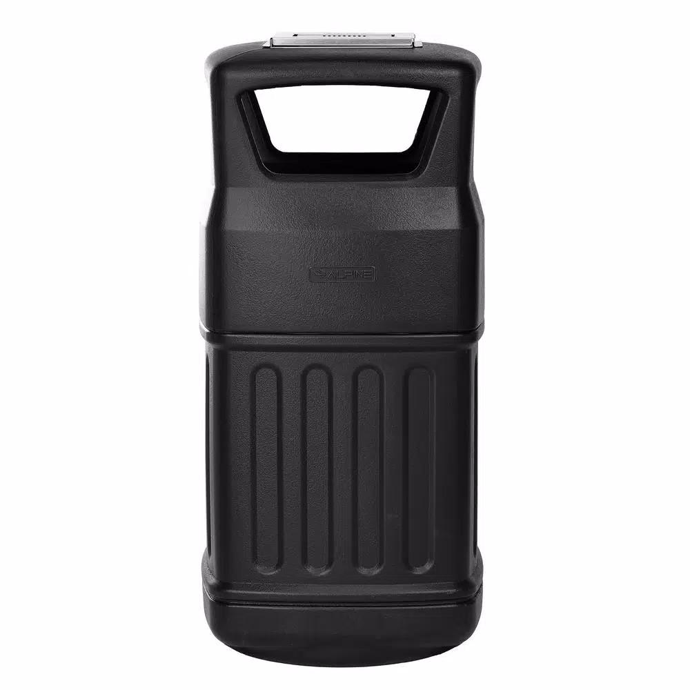 Alpine Industries 16 Gal. Black Commercial Trash Can with Dome Ashtray Lid