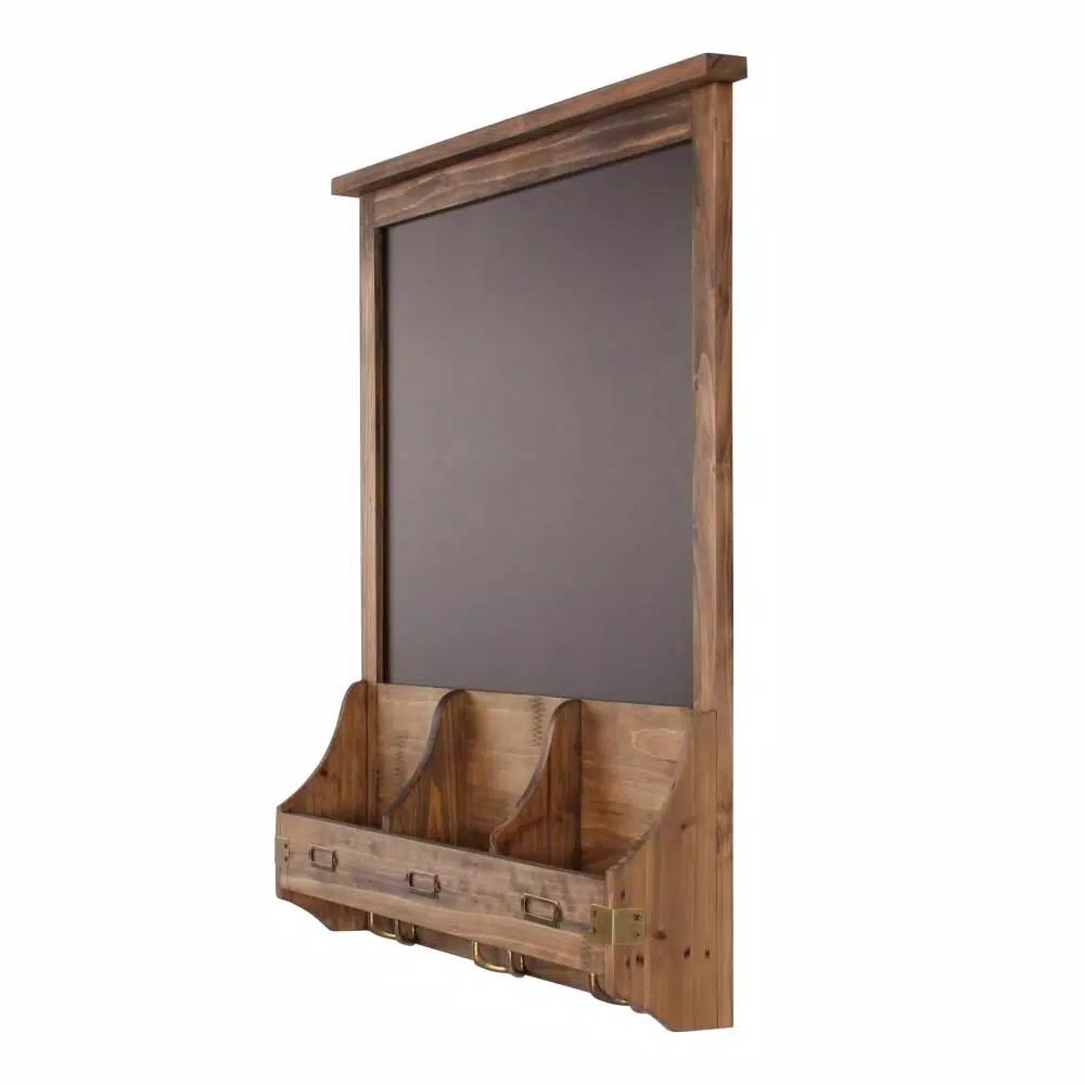 Kate and Laurel Stallard Rustic Brown Multi-Function Chalkboard Memo Board with Hooks and Pockets